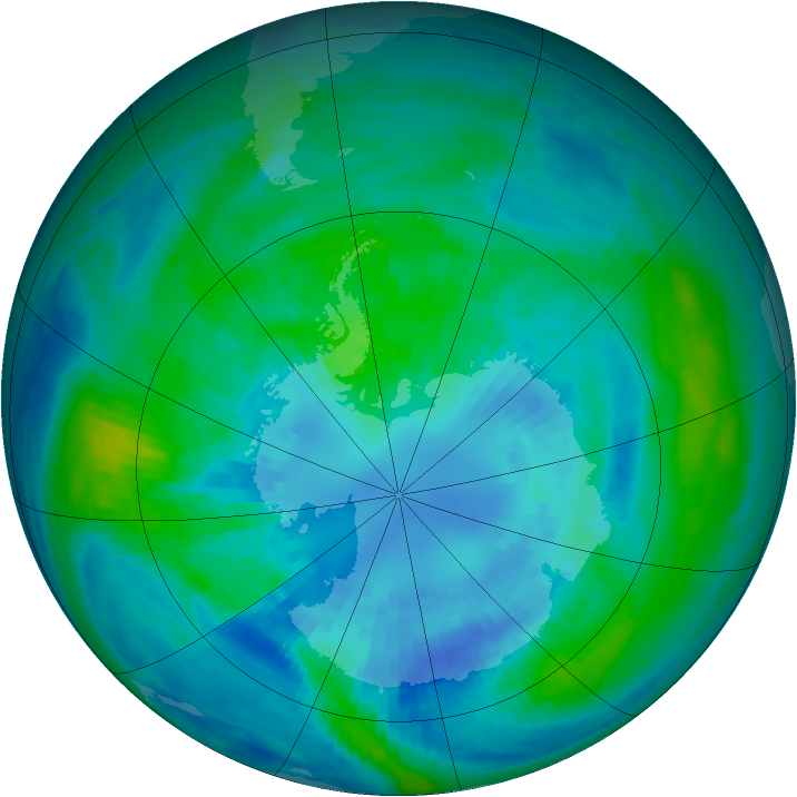 Antarctic ozone map for 04 April 1989